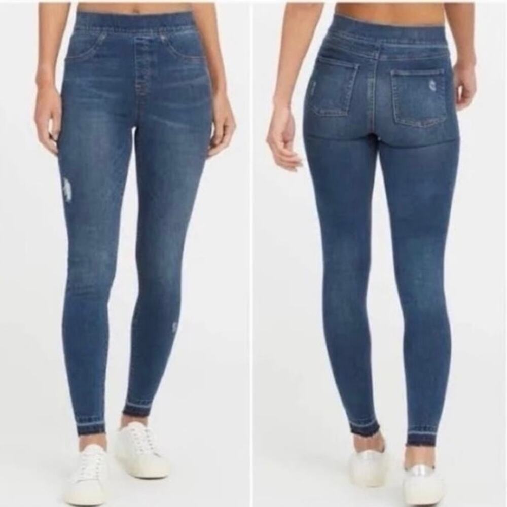 Spanx Distressed Ankle Skinny Jeans Medium Wash Womens Size Medium - Picture 12 of 12